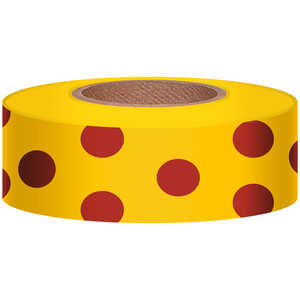 Polka-Dot Vinyl Flagging, Red Dot on Yellow, 1-3/16” x 300’