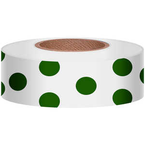 Polka-Dot Vinyl Flagging, Green Dot on White, 1-3/16” x 300’