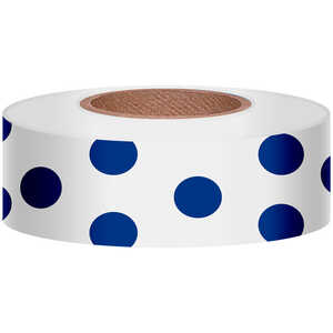 Polka-Dot Vinyl Flagging, Blue Dot on White, 1-3/16” x 300’