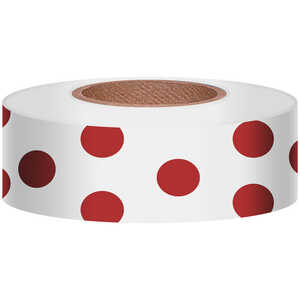 Polka-Dot Vinyl Flagging, Red Dot on White, 1-3/16” x 300’