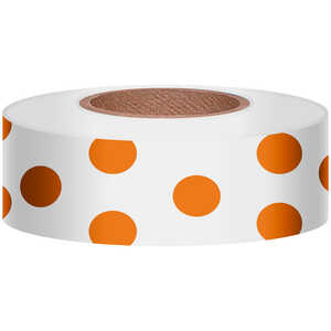 Polka-Dot Vinyl Flagging, Orange Dot on White, 1-3/16” x 300’