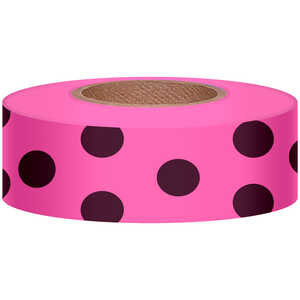 Polka-Dot Vinyl Flagging, Black Dot on Pink Glo, 1-3/16” x 150’