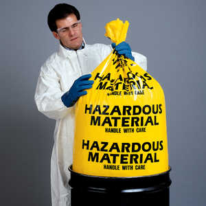Hazardous Material Disposal Bags, 17”W x 30”L, 4 mil