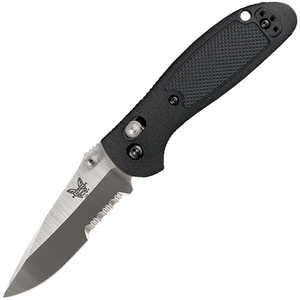Benchmade Mini-Griptilian, Black Handle/Silver Partially Serrated Blade/CPM-S30V Satin Stainless Steel