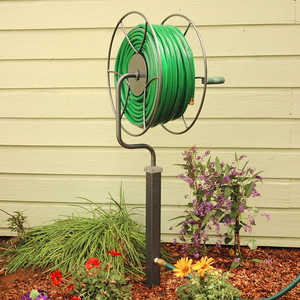 Yard Butler Free Standing Swivel Hose Reel with Post Mount