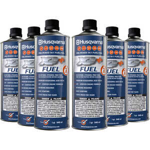 Husqvarna 50:1 2-Stroke Pre-Mixed Fuel + Oil, Case of six 32 oz. Cans