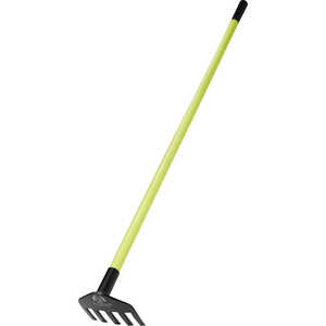 Rogue Hoe No-Break Rake, 6-1/2˝W/5-Tine, 60” Fiberglass Handle