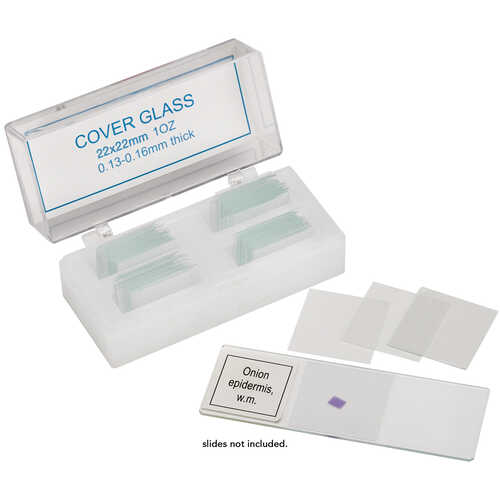 Microscope Square Cover Slips, 22mm x 22mm, Box of 140