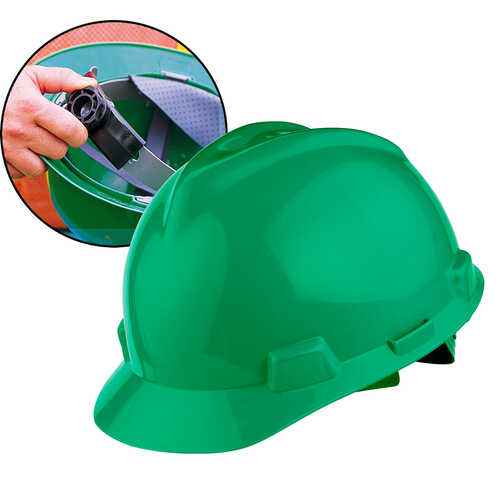 MSA V-Gard Slotted Cap w/Ratchet, Green