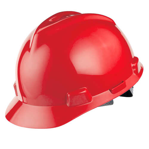 MSA V-Gard Slotted Cap w/Staz-On Susp., Red