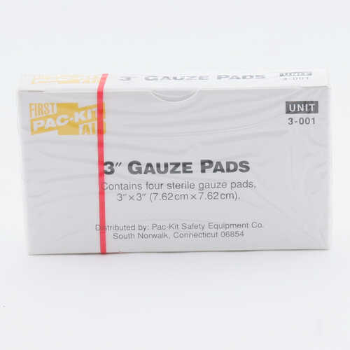 Forestry Suppliers First Aid Refill, Gauze Dressing Pads, 3˝ x 3˝, Box of 4