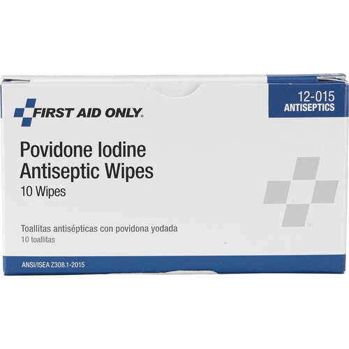 Forestry Suppliers First Aid Refill, Povidone Iodine Antiseptic Wipes, Box of 10 Forestry Suppliers First Aid Refill, Povidone Iodine Antiseptic Wipes, Box of 10