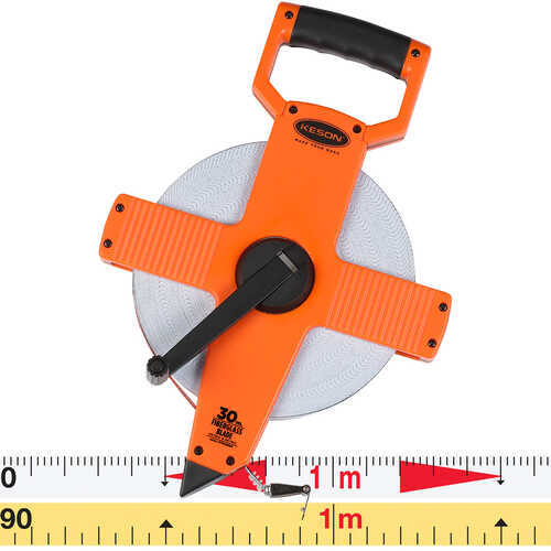 Keson® Metric Open Reel Fiberglass Tapes
<br /><h5>Graduated Both Sides Meter, cm, 2 mm one side - Meter, cm, 5 mm other side</h5>