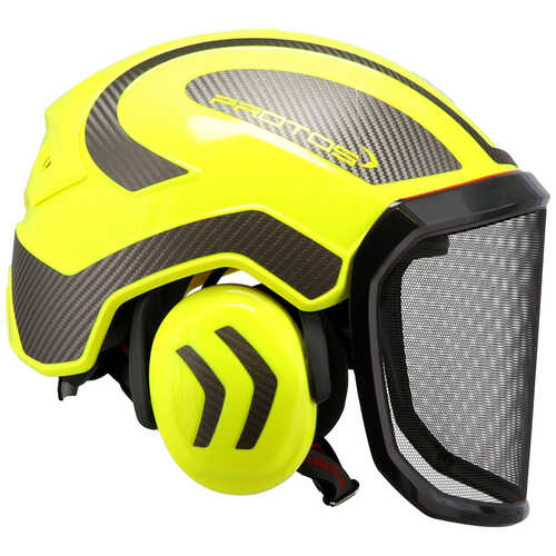 Pfanner Protos Integral Arborist Helmet, Neon Yellow/Carbon Fiber