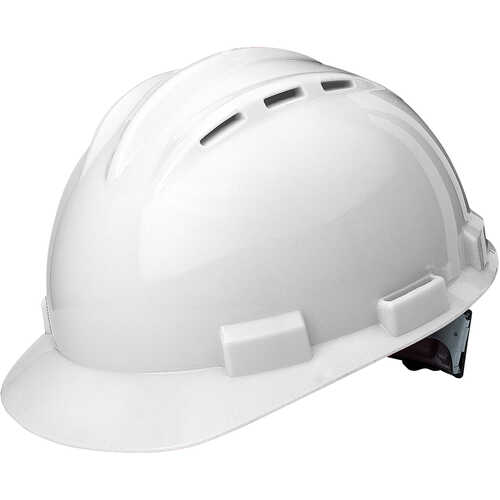 Bullard Model S62 Low-Profile Vented Cap, White, Ratchet Suspension