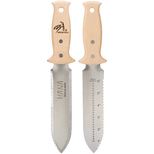 GrowTech Hana Hori-Hori Soil Knife, Wood Handle