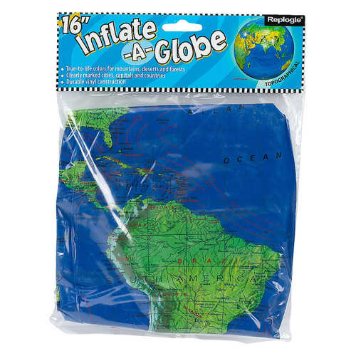 Globe, 16˝ Topo Inflatable, Pack of 12 Globe, 16˝ Topo Inflatable, Pack of 12