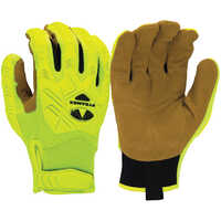 Pyramex Hi-Viz Genuine Leather Palm Impact Gloves