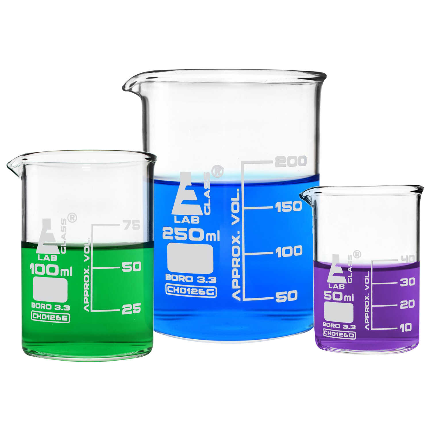 Eisco Labs Glass Beakers, Set of 3 PECO Sales